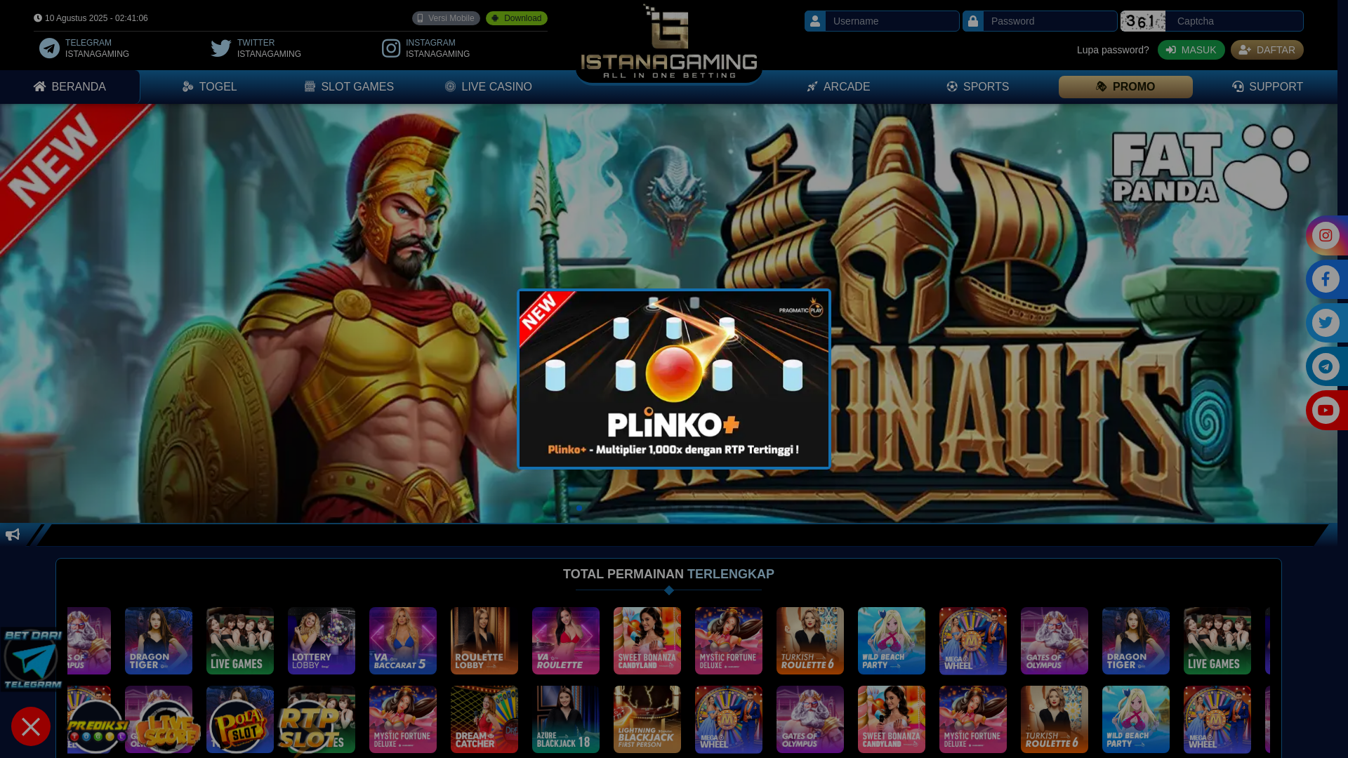 website screenshot of https://istana-gaming.digital/