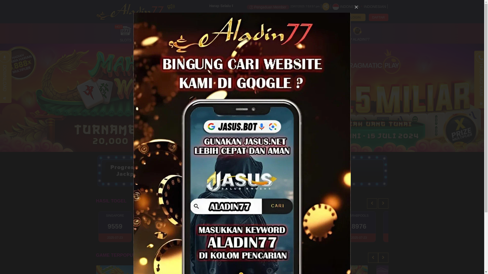 website screenshot of https://aladin77it.sbs/