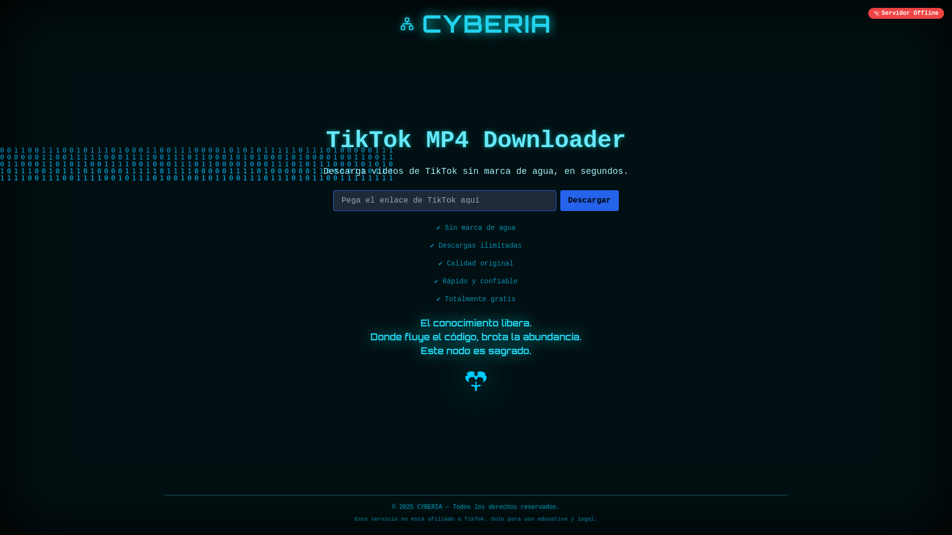 website screenshot of https://cyberiax.xyz/