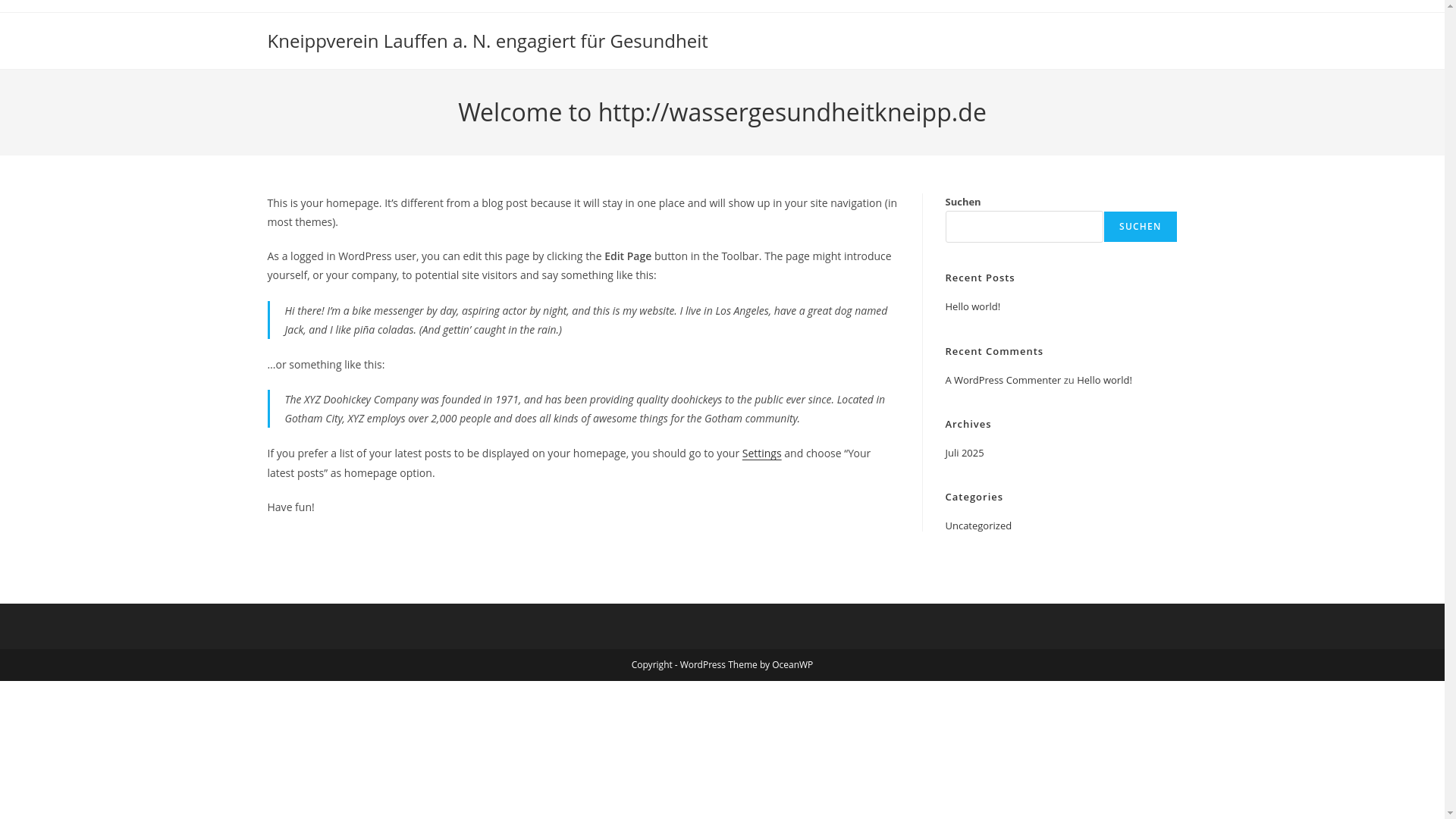 website screenshot of https://wassergesundheitkneipp.de/