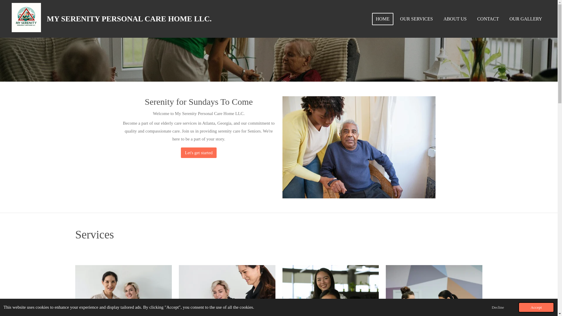 website screenshot of https://myserenitypersonalcarehomellc.com/