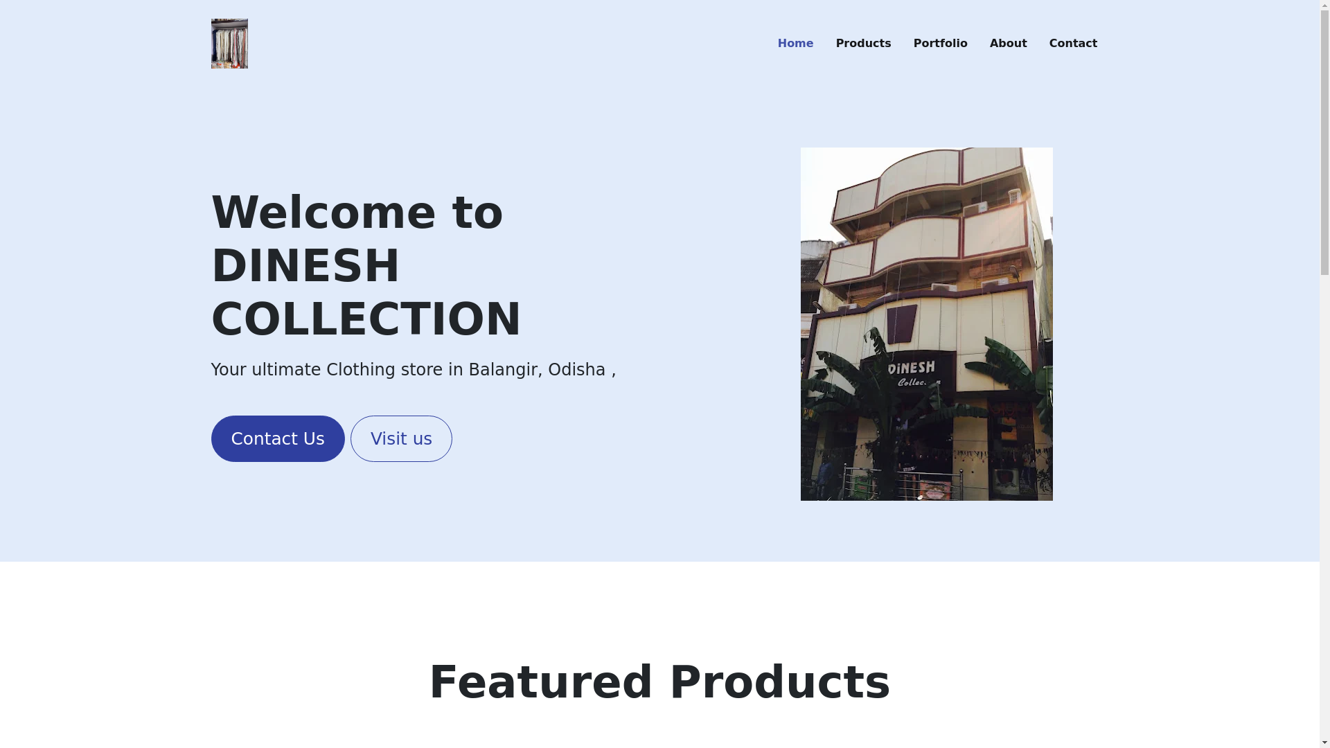 website screenshot of https://dineshcollection.co.in/