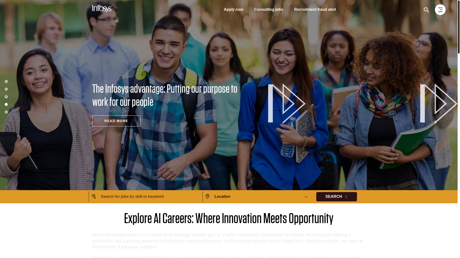 website screenshot of http://www.infosys.com/careers