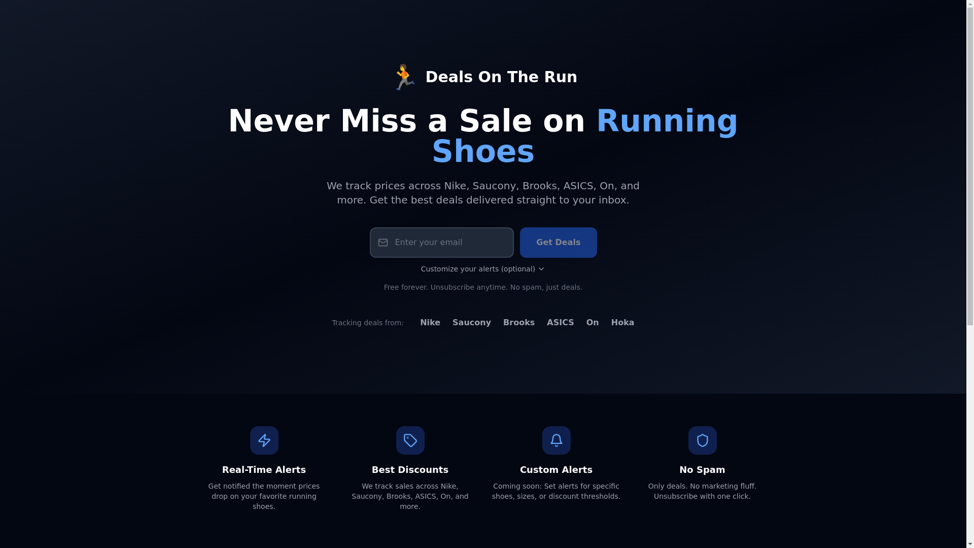 website screenshot of https://dealsontherun.app/