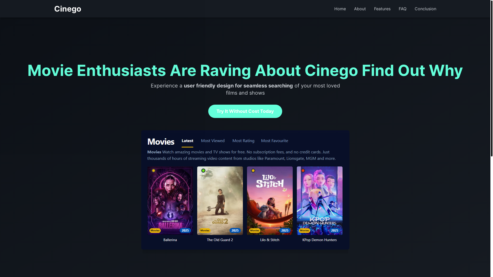 website screenshot of https://cinego-un25.pages.dev/