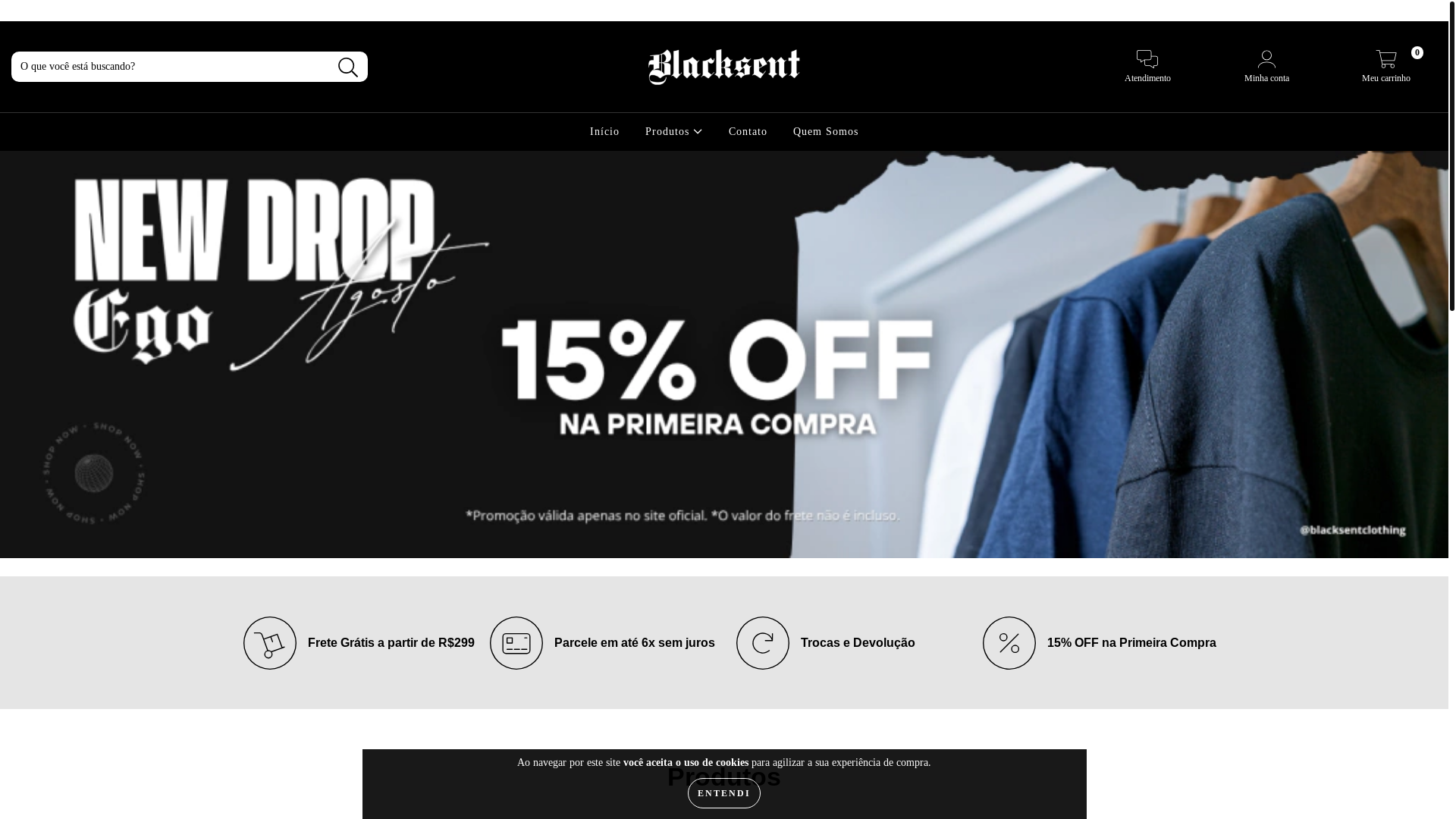 website screenshot of https://blacksentclothing.com.br/