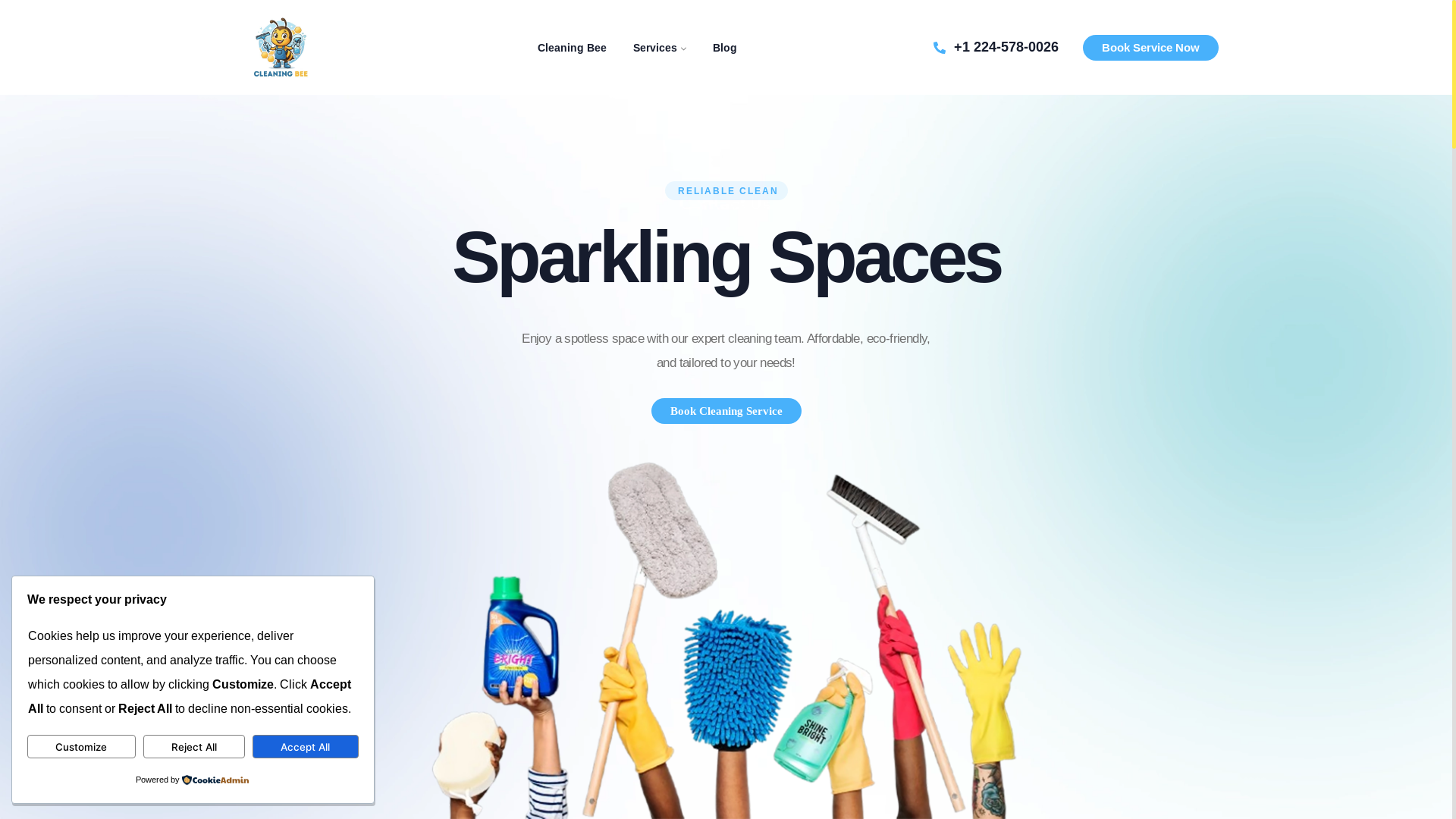 website screenshot of https://cleaningbeeservices.co/