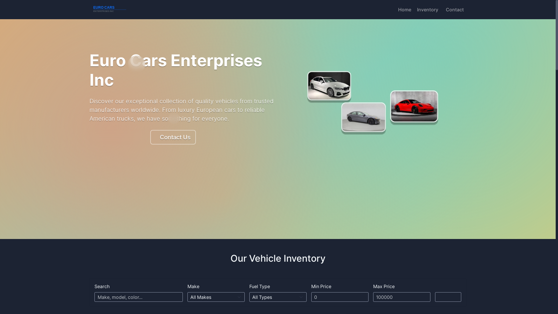 website screenshot of https://eurocarsenterprisesaz.com/