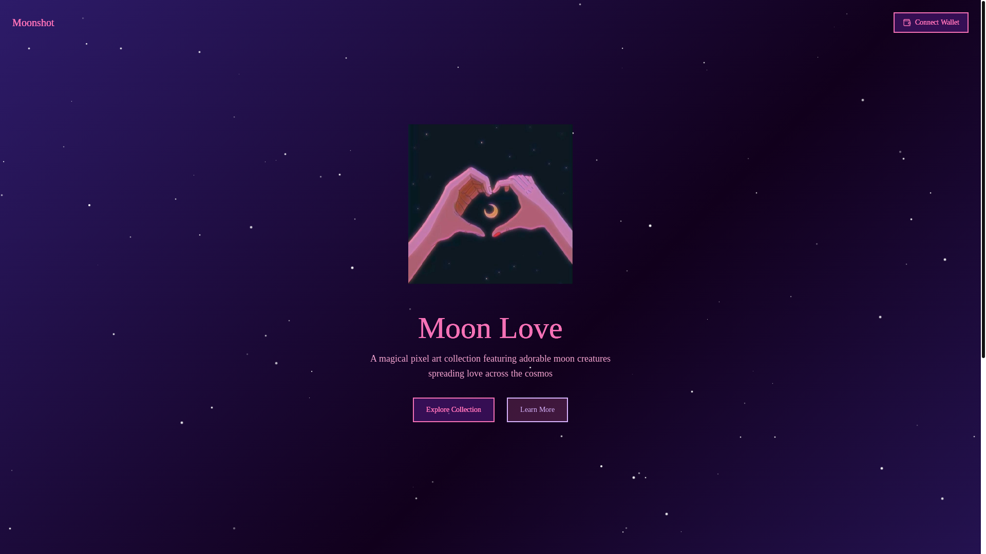 website screenshot of https://moonshotlove.xyz/