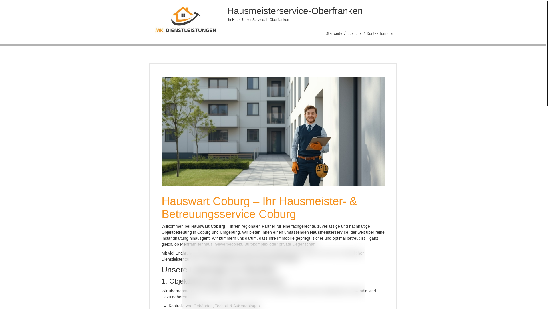 website screenshot of https://hauswart-coburg.de/