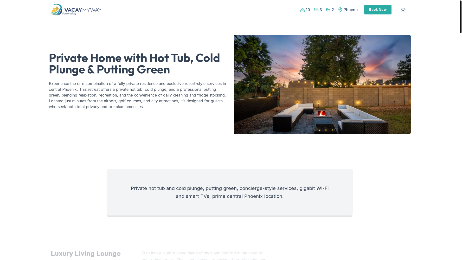 website screenshot of https://serenecamelback.vacations/