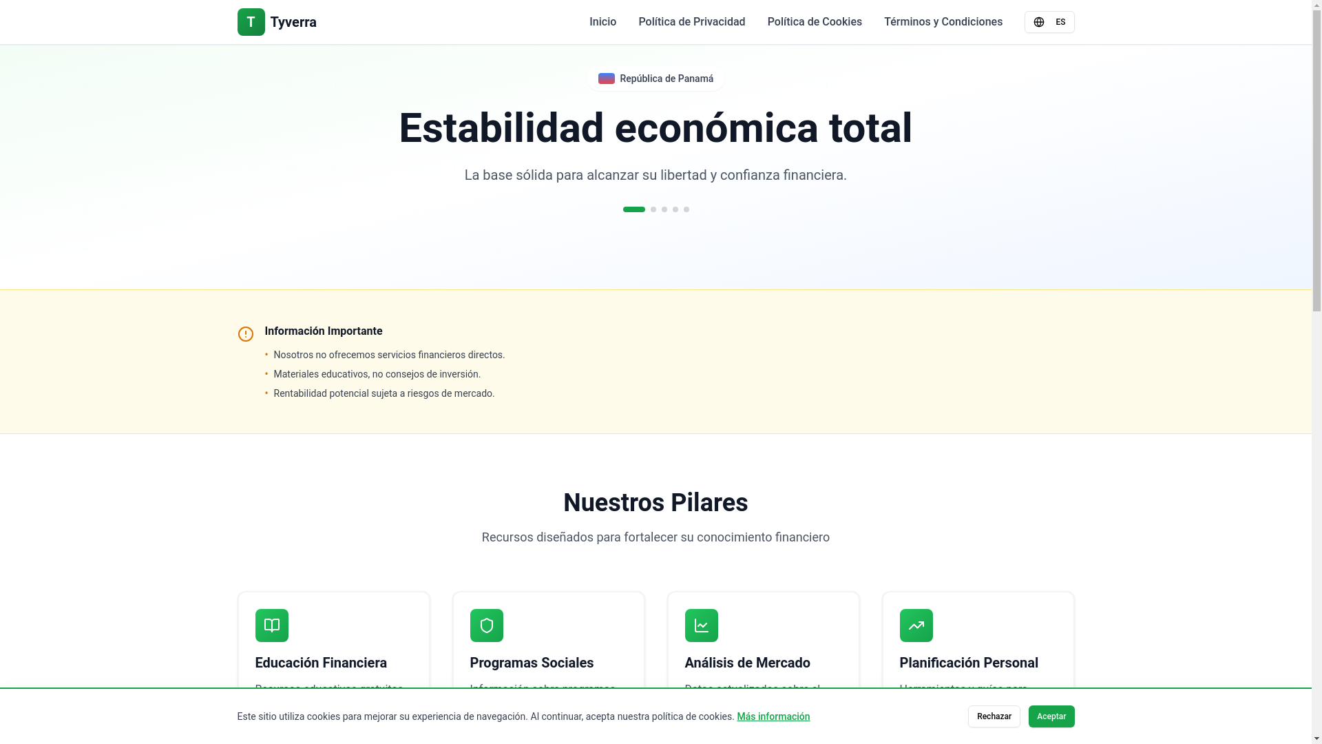 website screenshot of https://tyverra.com/