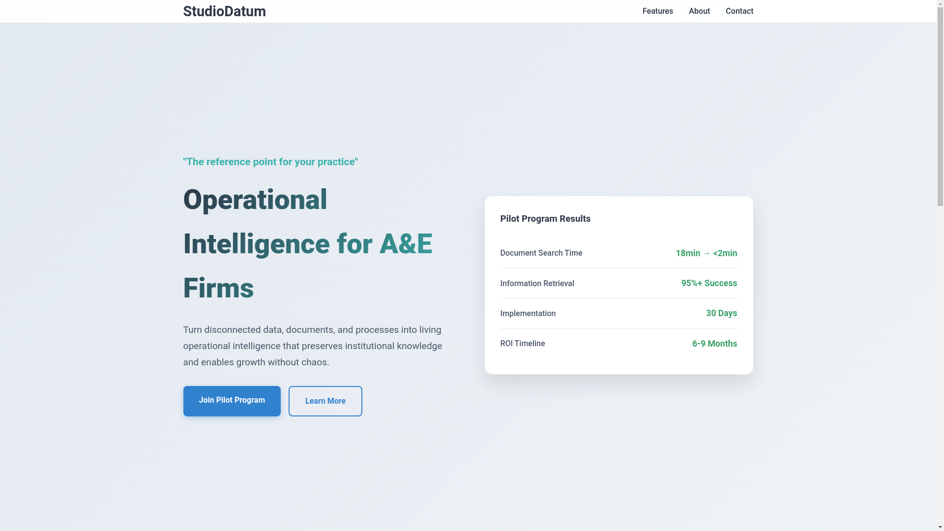 website screenshot of https://studiodatum-landing.pages.dev/