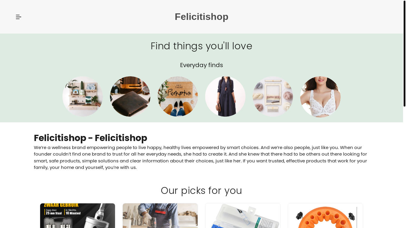 website screenshot of https://felicitishop.com/