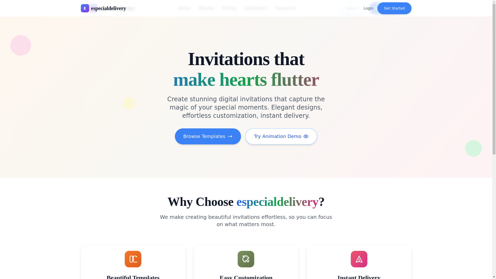 website screenshot of https://inklessinvite.com/
