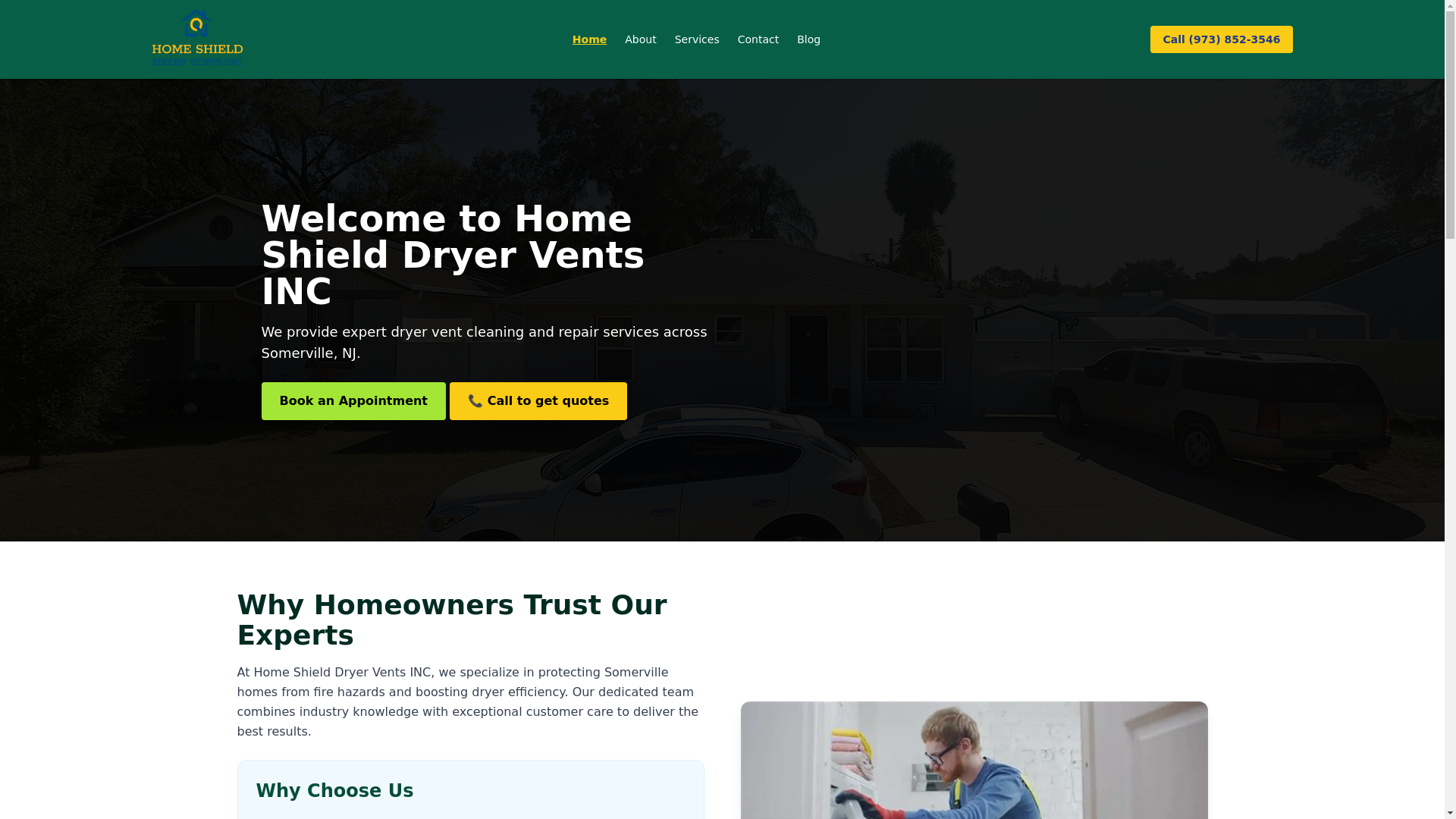 website screenshot of https://homeshielddryerventsinc.site/