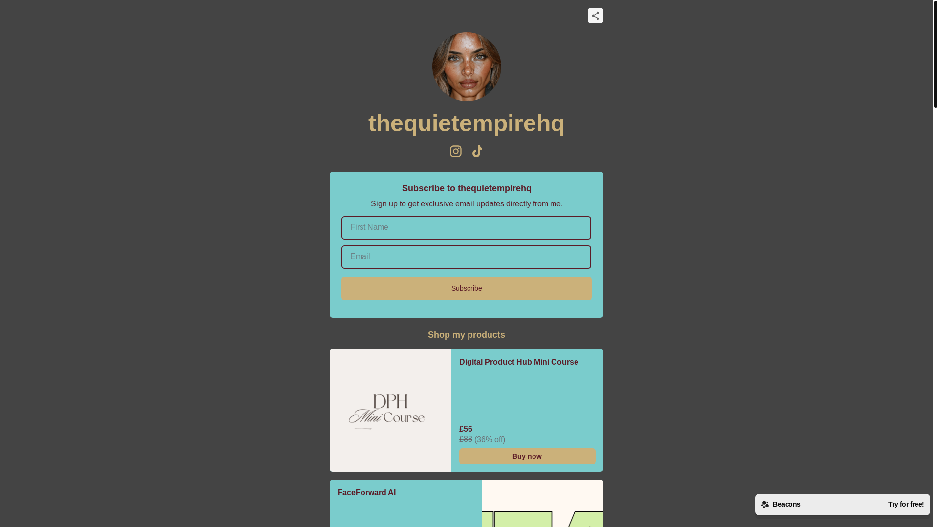website screenshot of https://thequietempirehq.com/