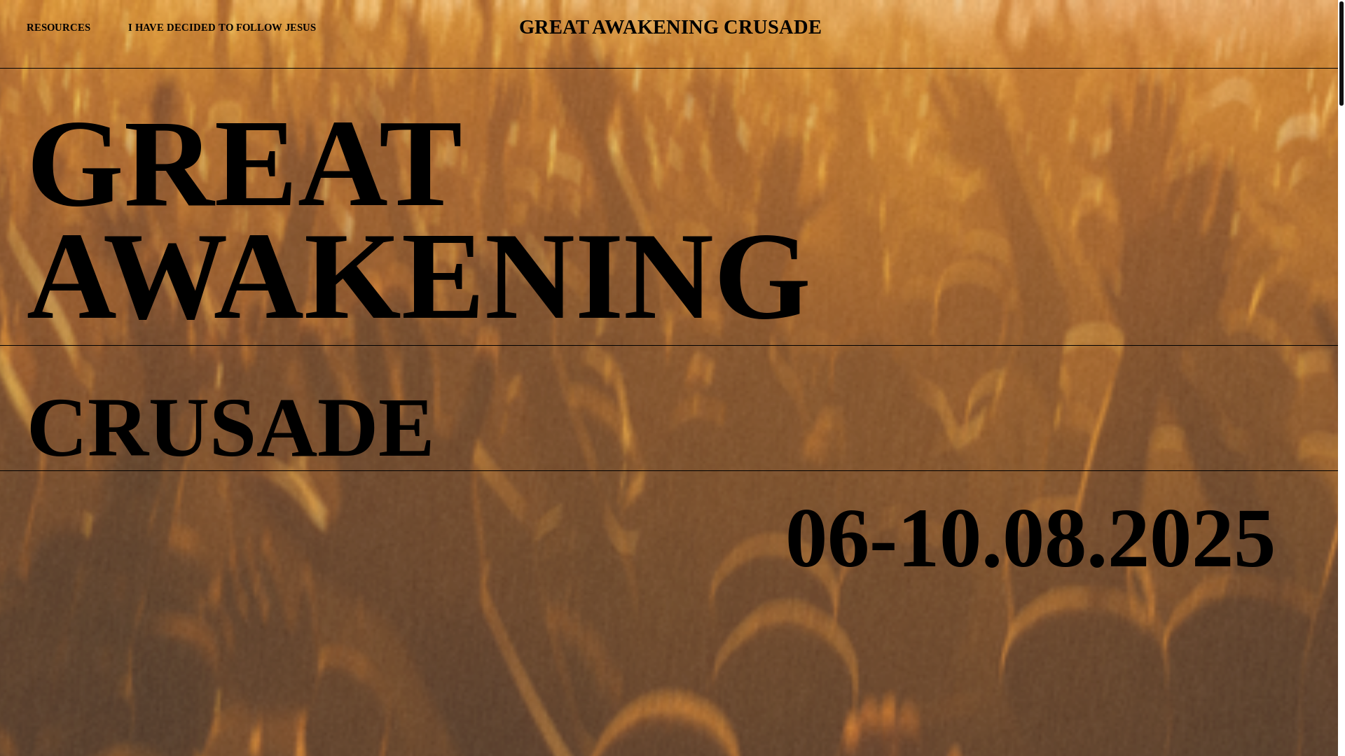 website screenshot of https://greatawakeningcrusades.com/