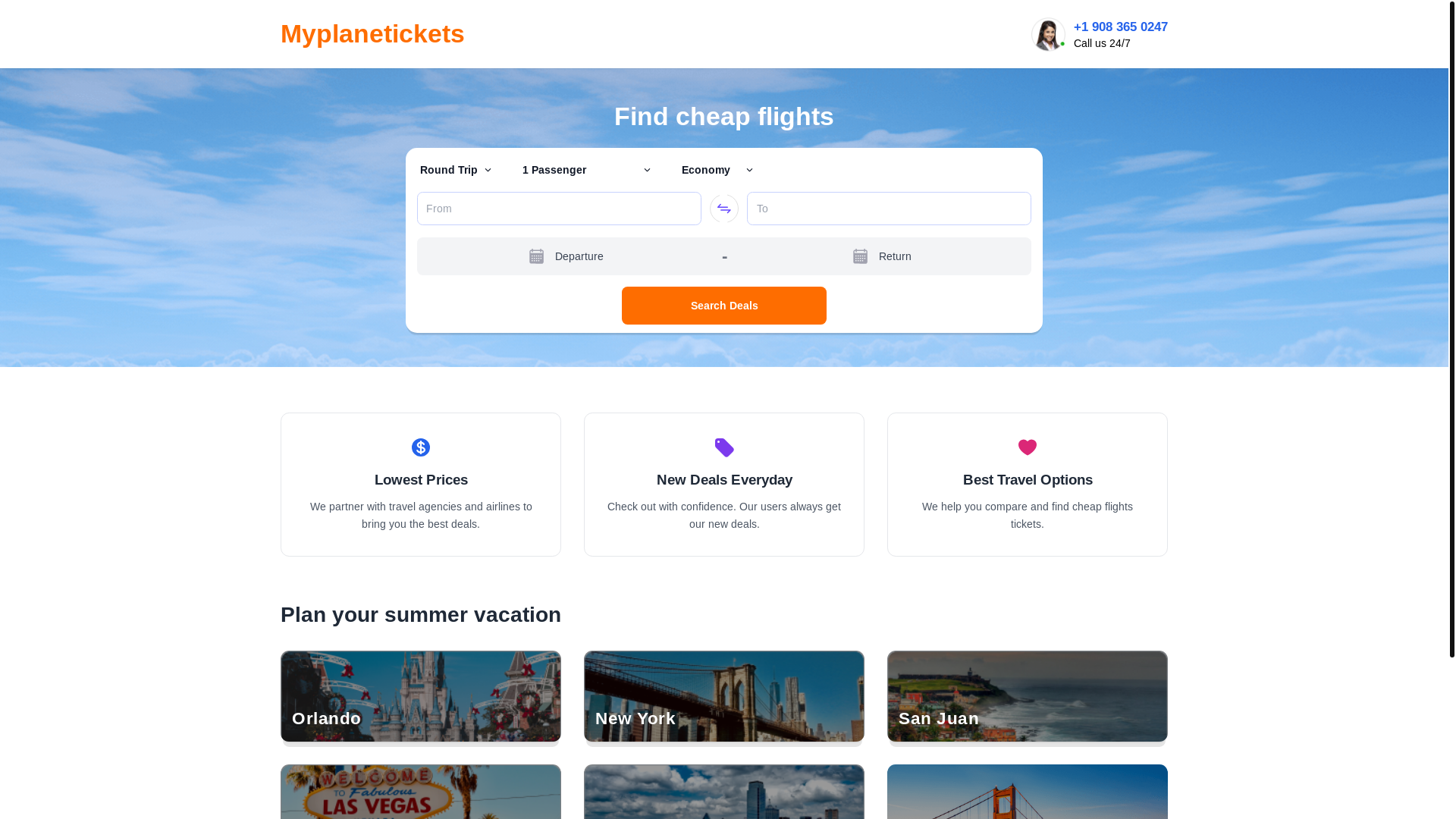 website screenshot of https://myplanetickets.online/