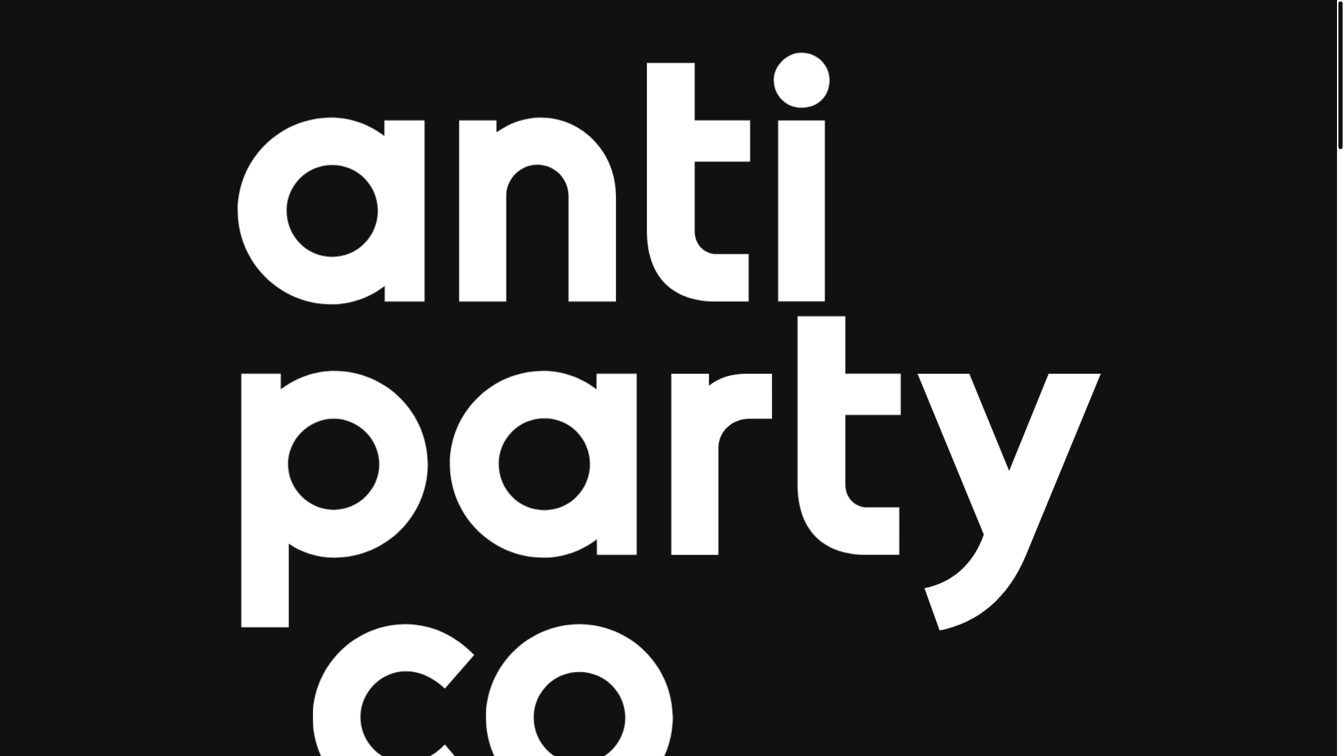 website screenshot of https://antiparty.co/
