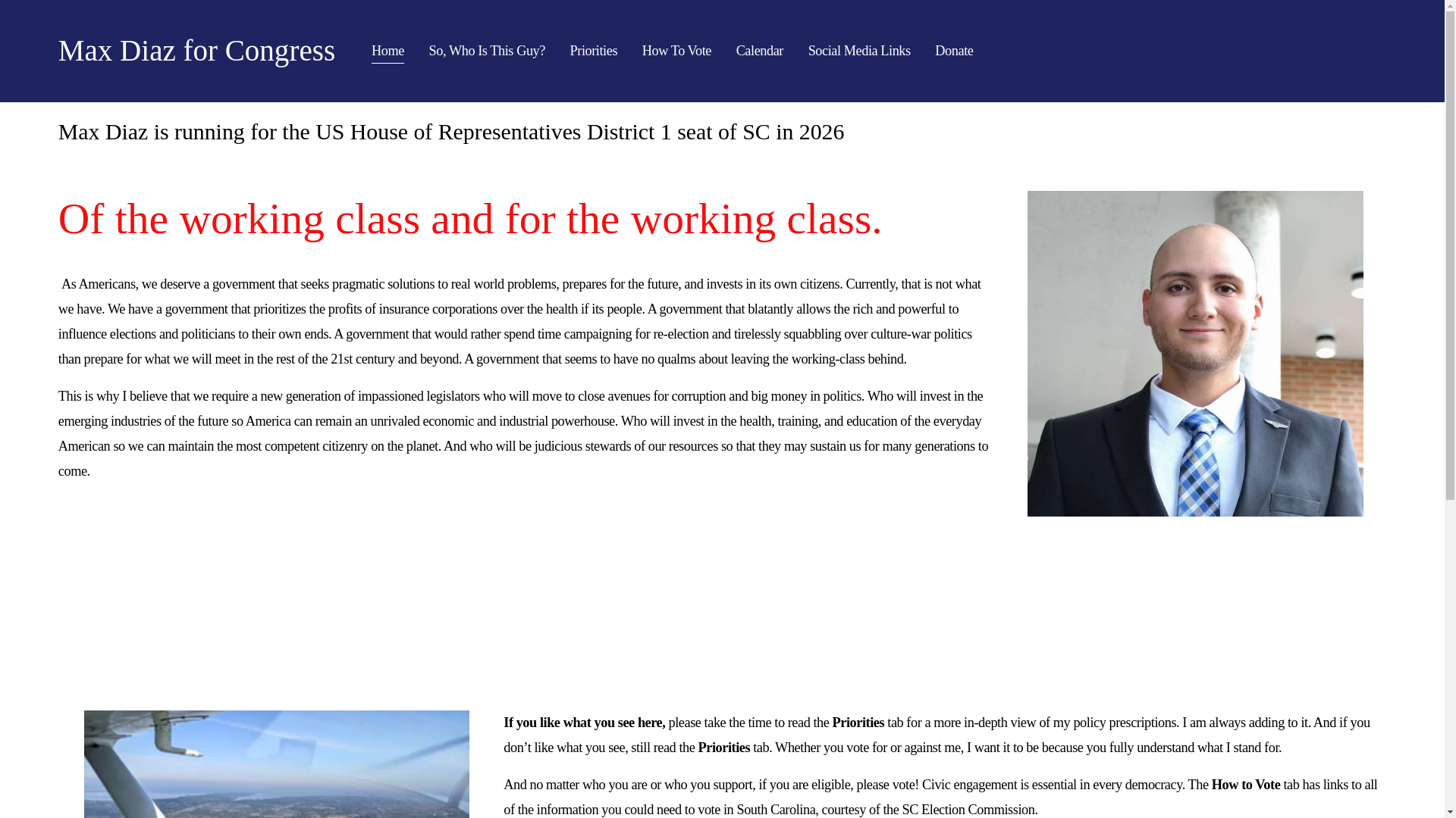 website screenshot of https://maxdiazforcongress.com/