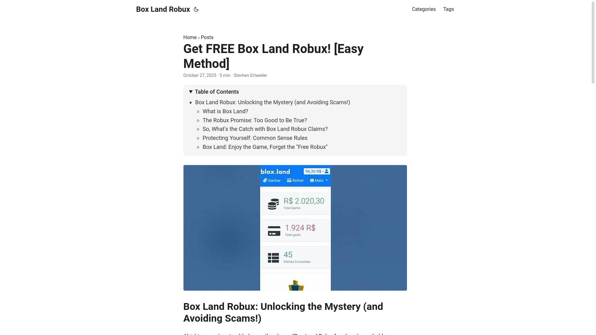 website screenshot of https://box-land-robux.pages.dev/