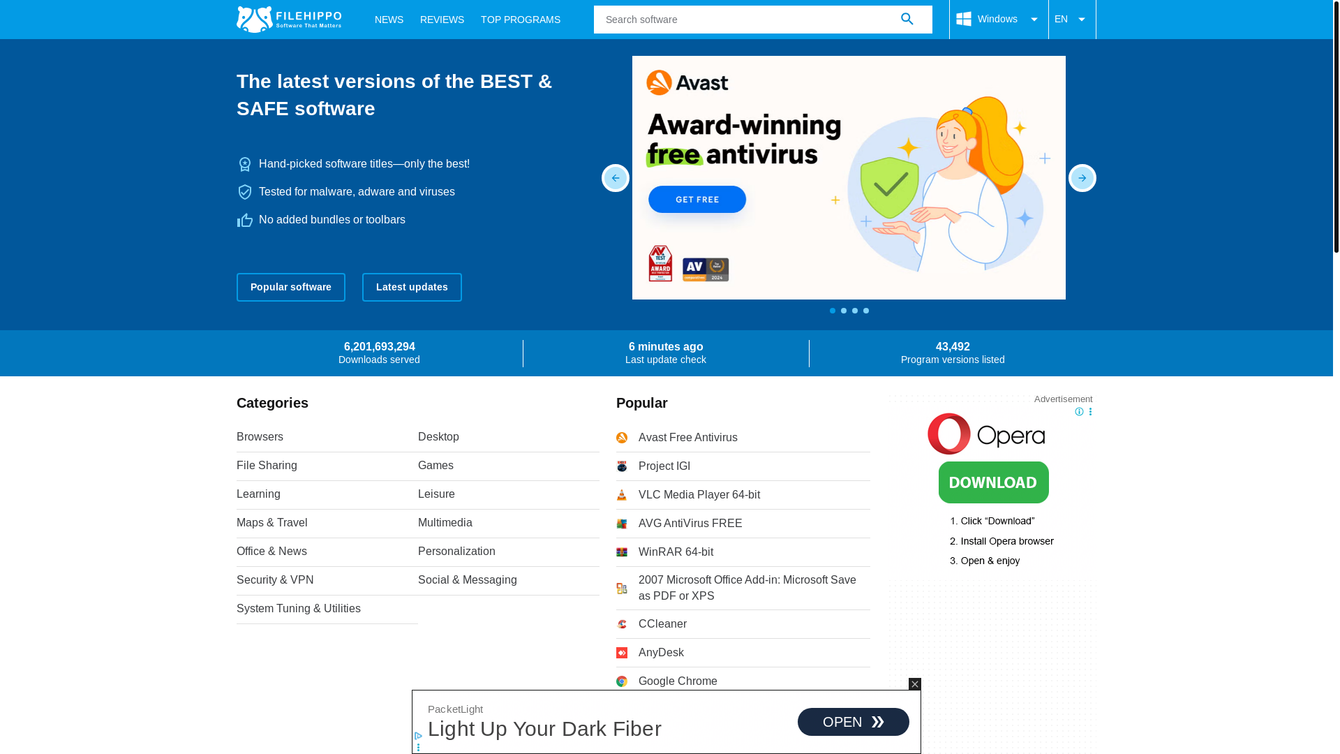 website screenshot of https://filehippo.com/