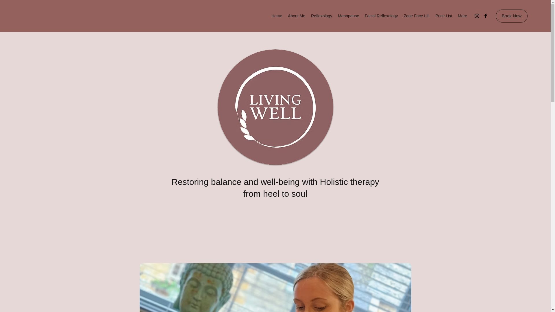 website screenshot of https://livingwellreflexology.com/