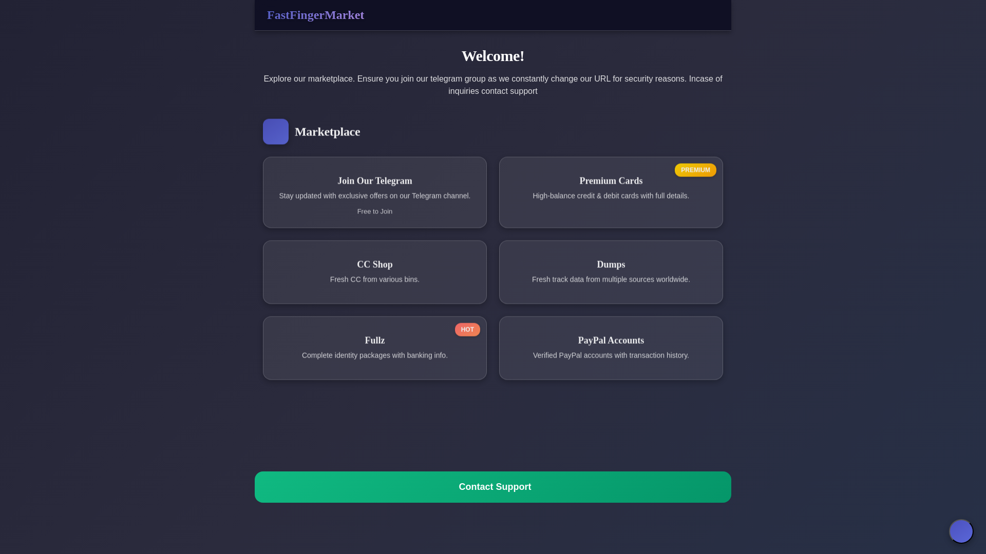 website screenshot of https://fastfingermarket.top/