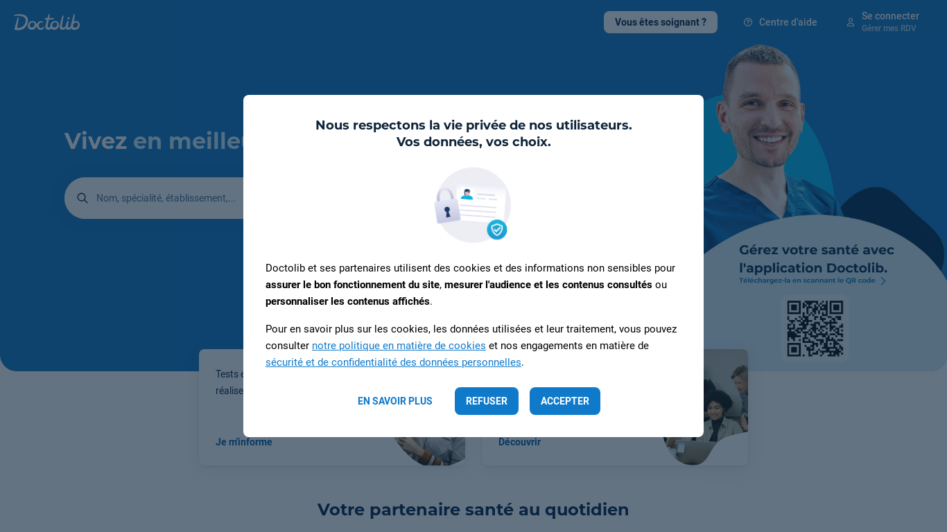 website screenshot of https://fr-doctolib-patient.com/
