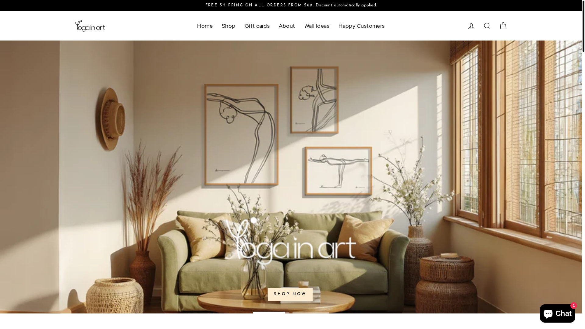 website screenshot of https://yogainartposters.com/