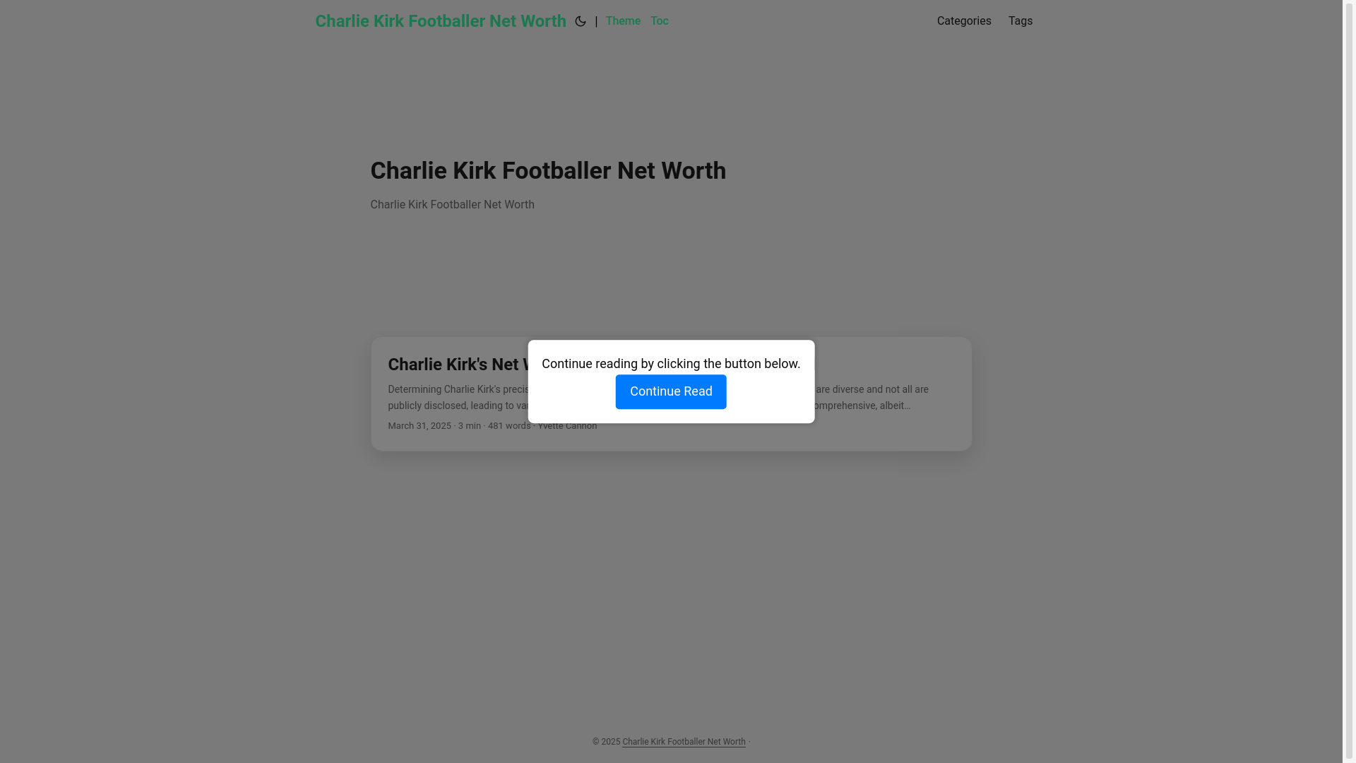 website screenshot of https://charlie-kirk-footballer-net-worth.pages.dev/