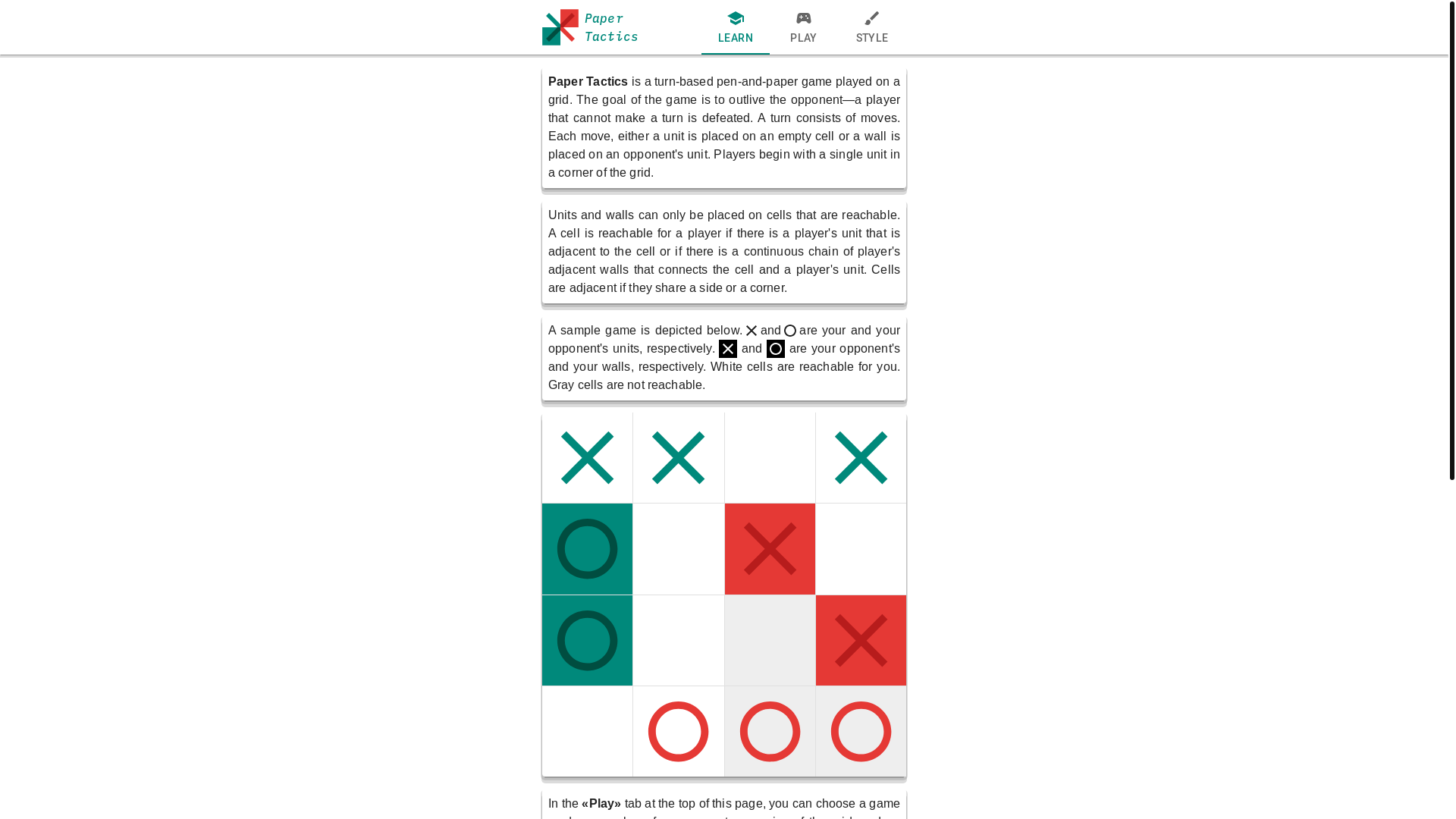 website screenshot of https://paper-tactics.pages.dev/