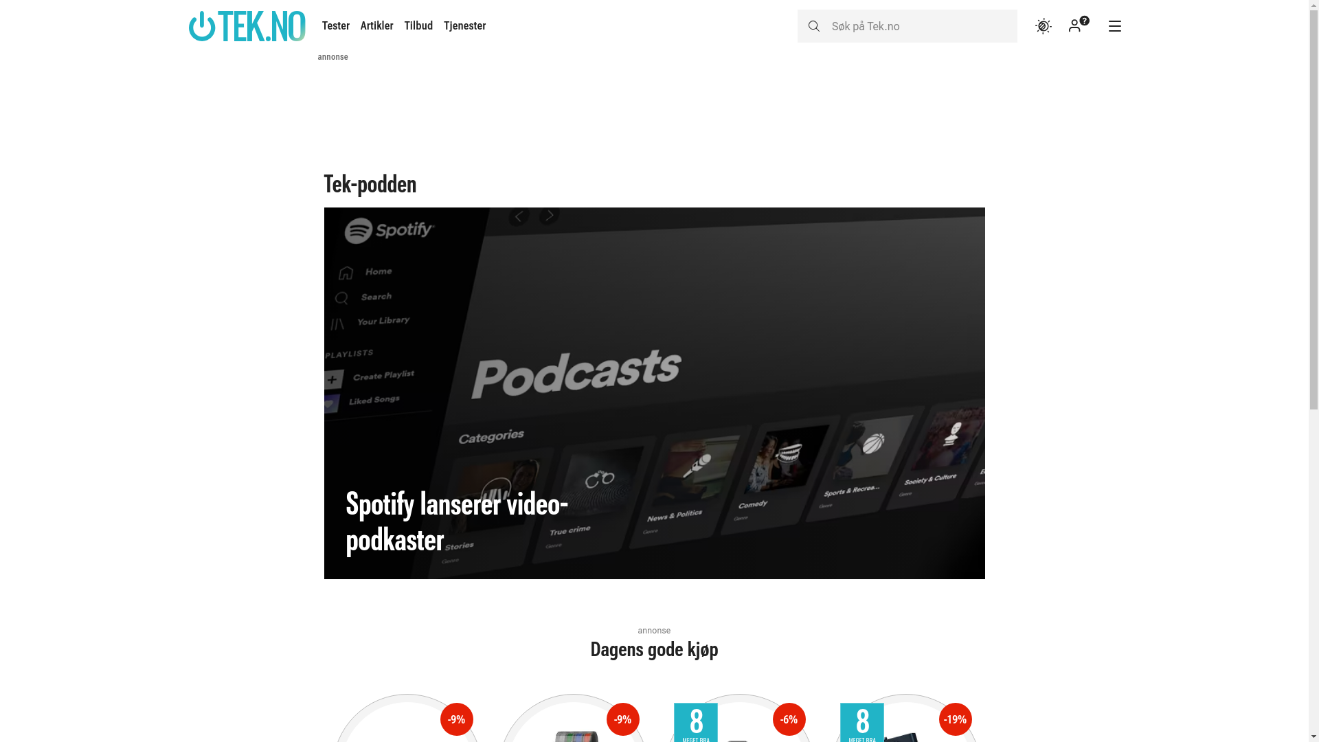 website screenshot of https://tek-podden.no/