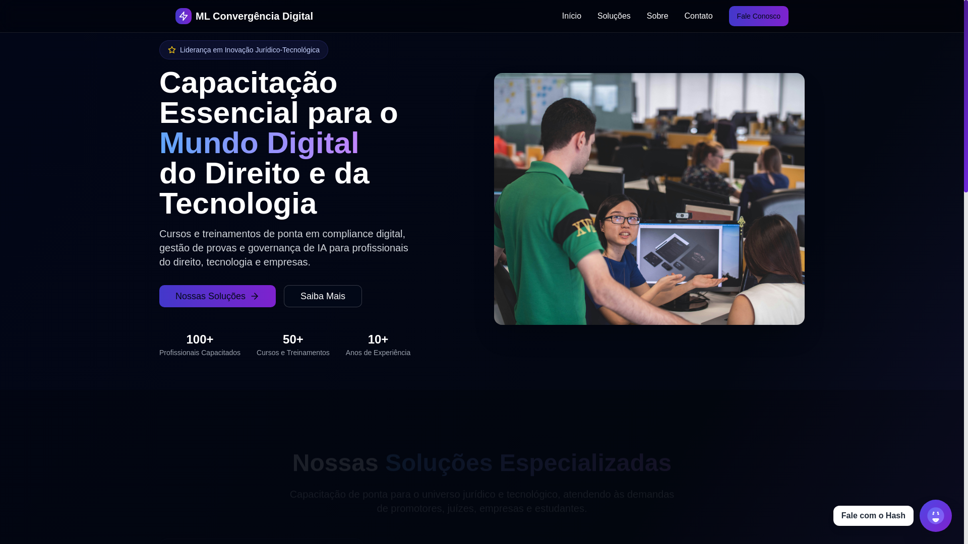 website screenshot of https://mlconvergenciadigital.com.br/