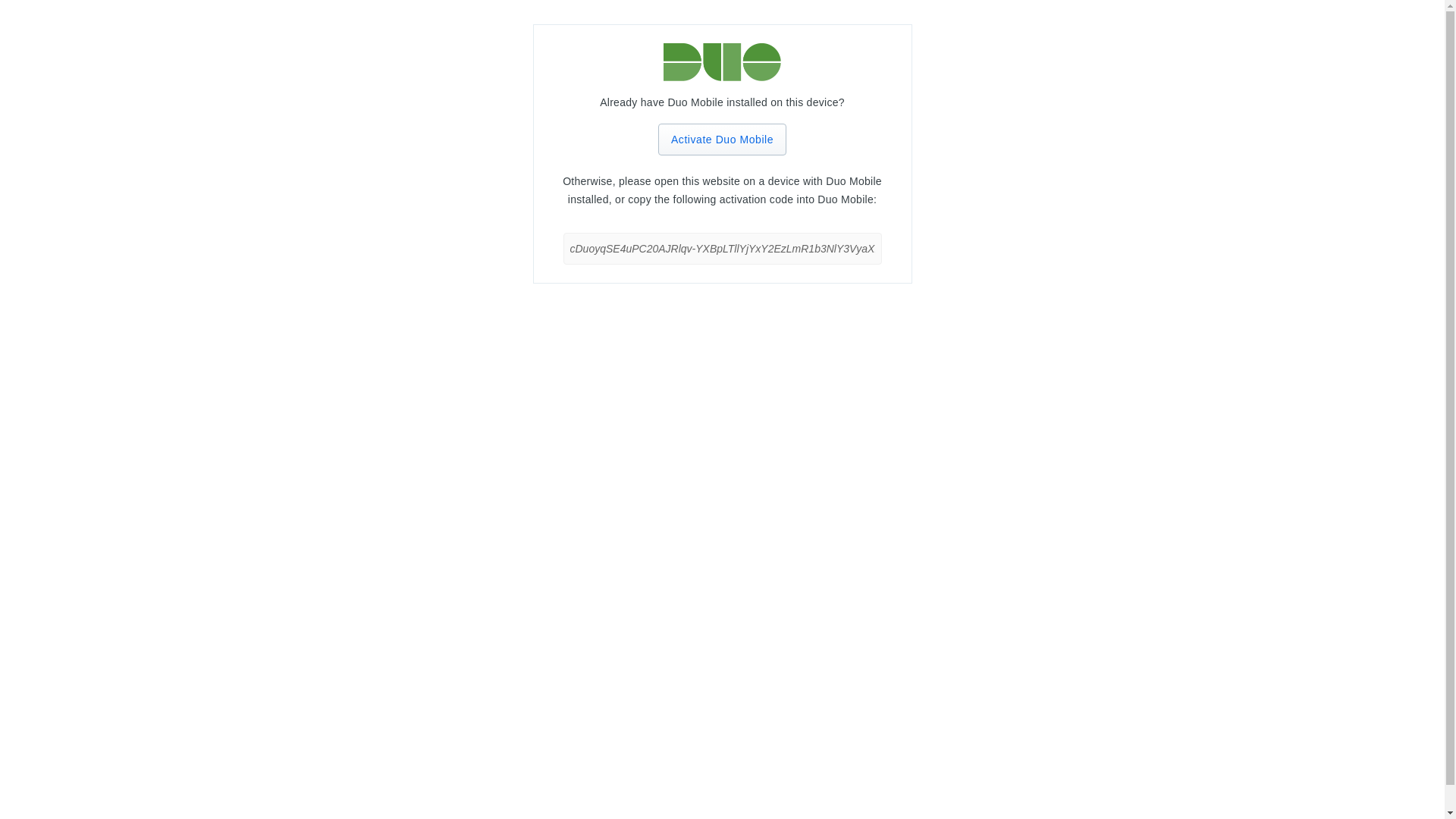 website screenshot of https://m-9eb61ca3.duosecurity.com/activate/cDuoyqSE4uPC20AJRlqv