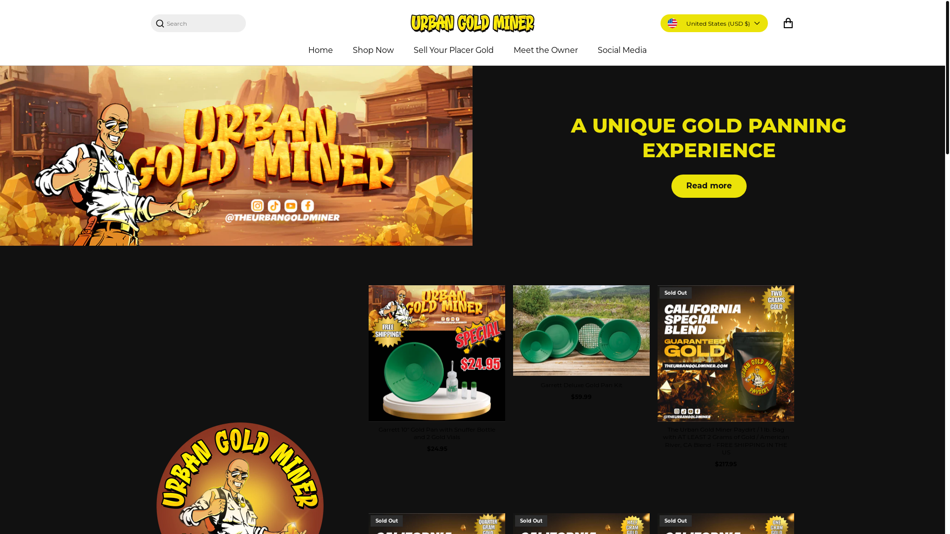 website screenshot of https://urbangoldminerpaydirt.com/