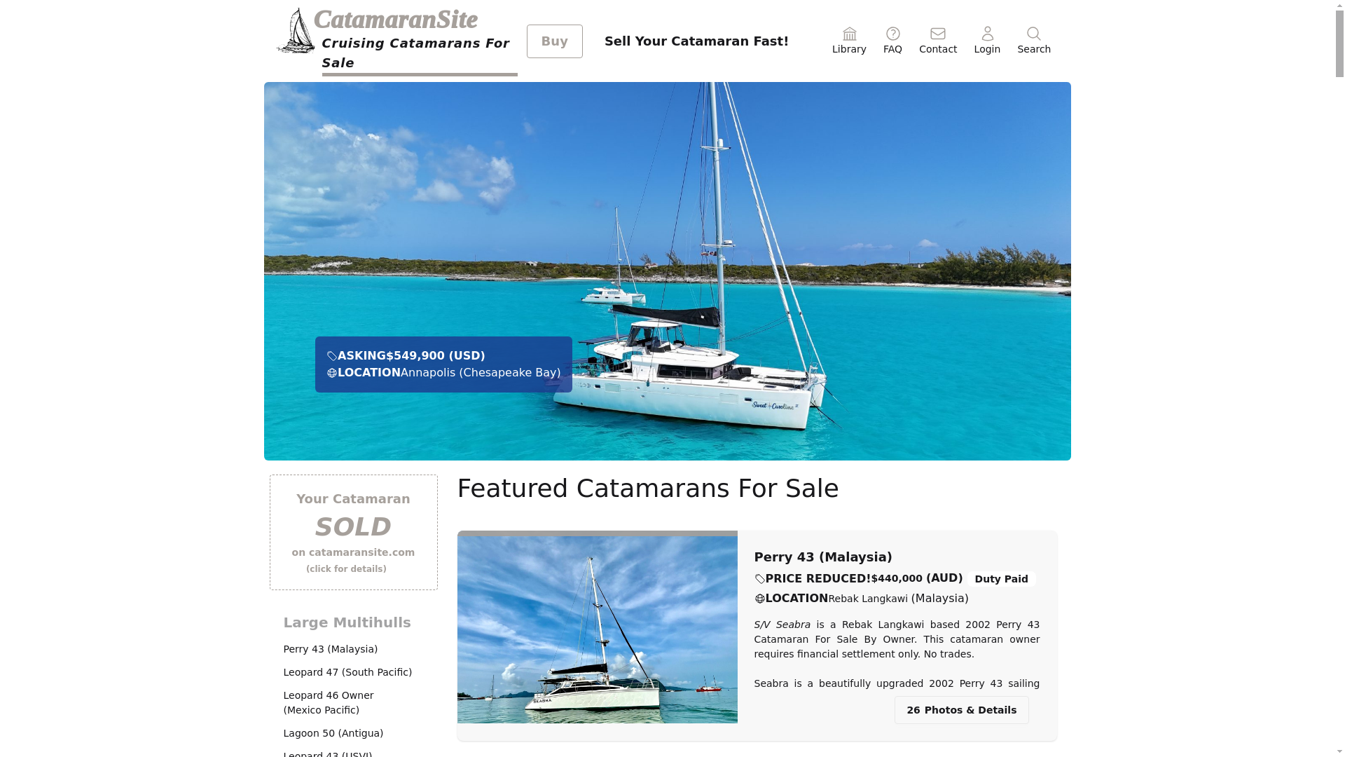 website screenshot of https://catamaransale.org/