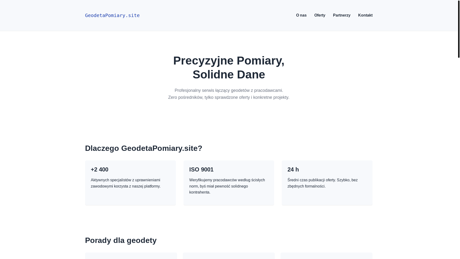 website screenshot of https://geodetapomiary.site/
