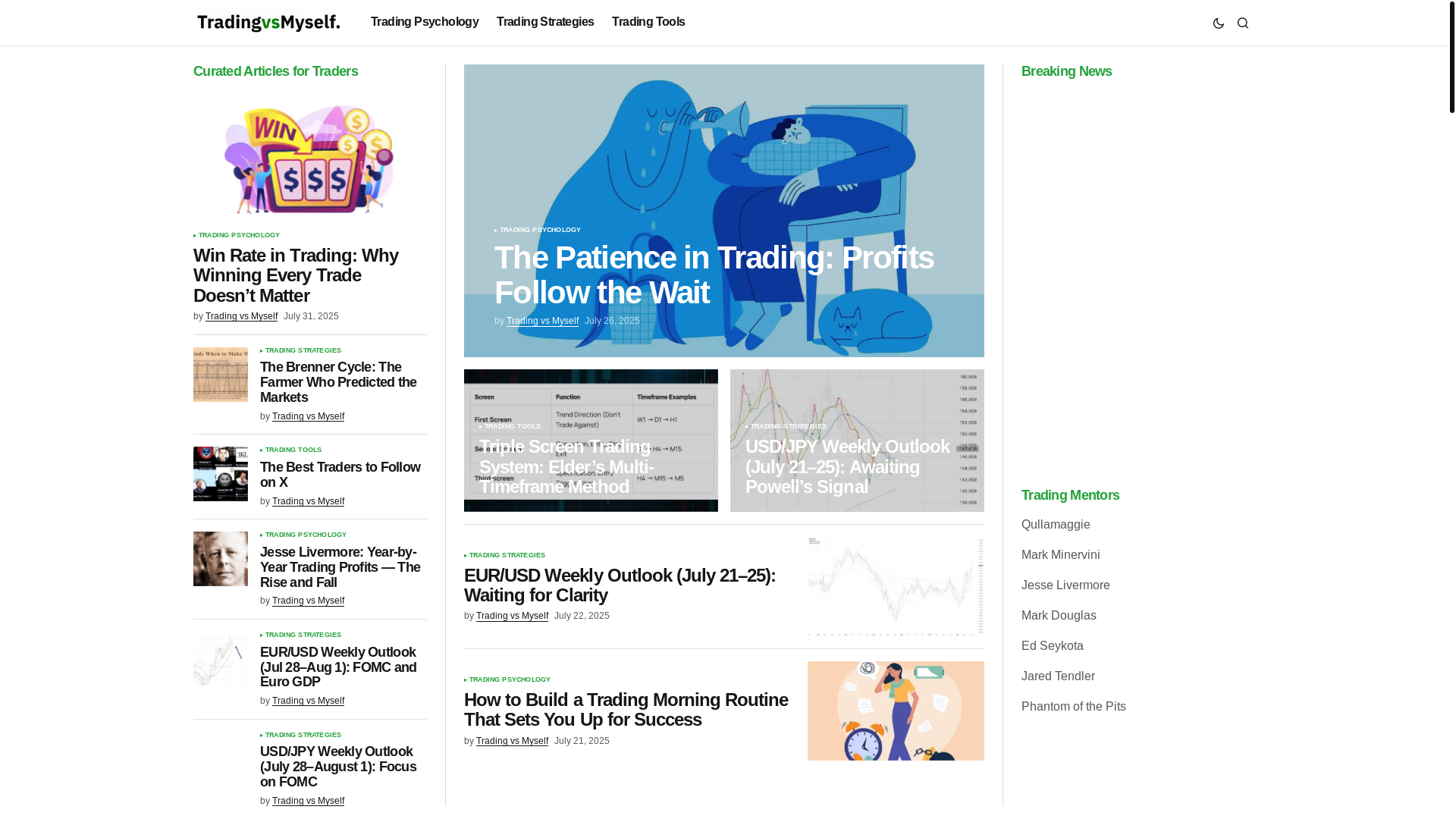 website screenshot of https://tradingvsmyself.com/