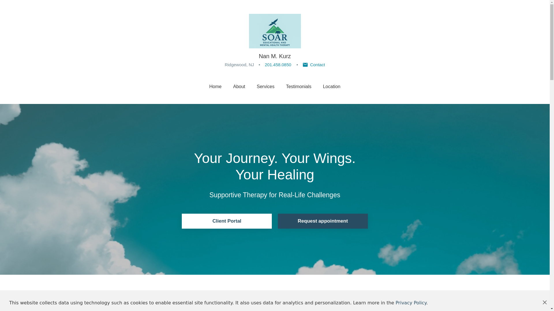 website screenshot of https://soar-therapy.org/