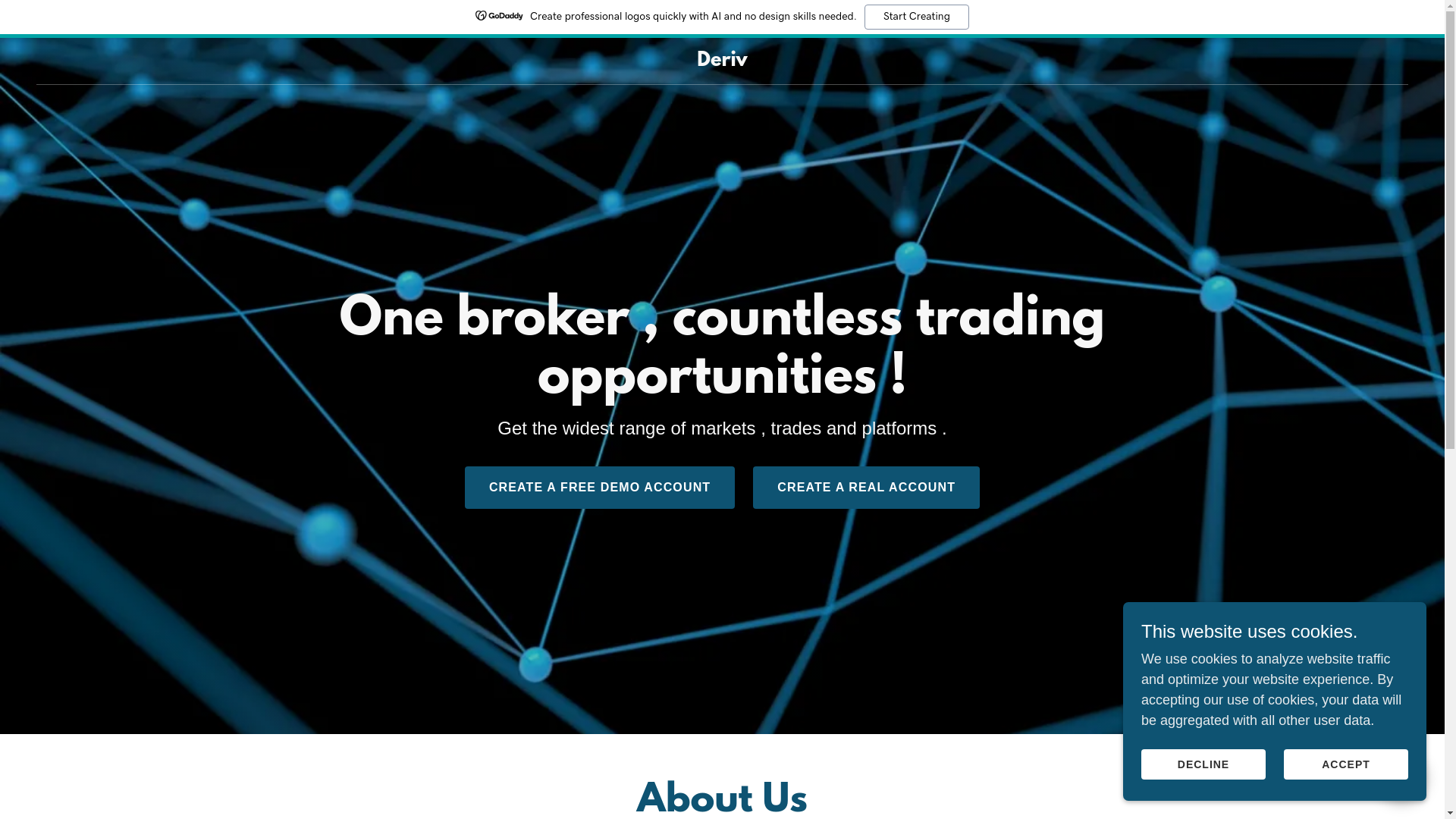 website screenshot of https://deriv.godaddysites.com/