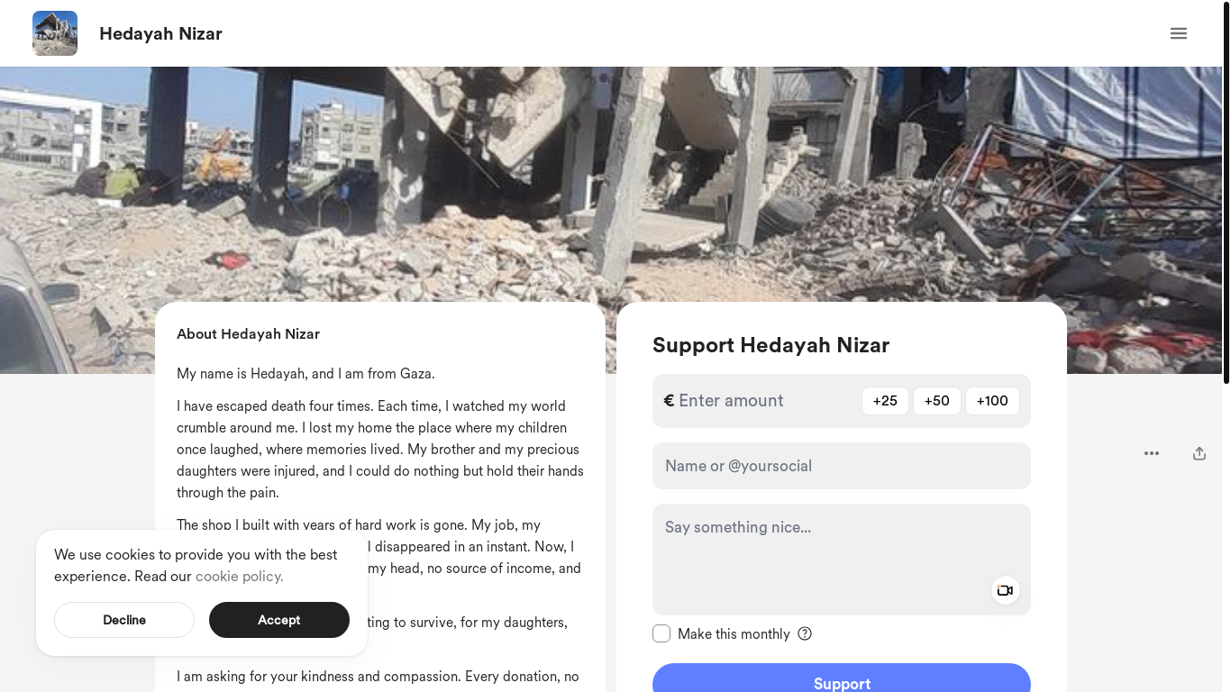 website screenshot of https://buymeacoffee.com/hedayakhalq