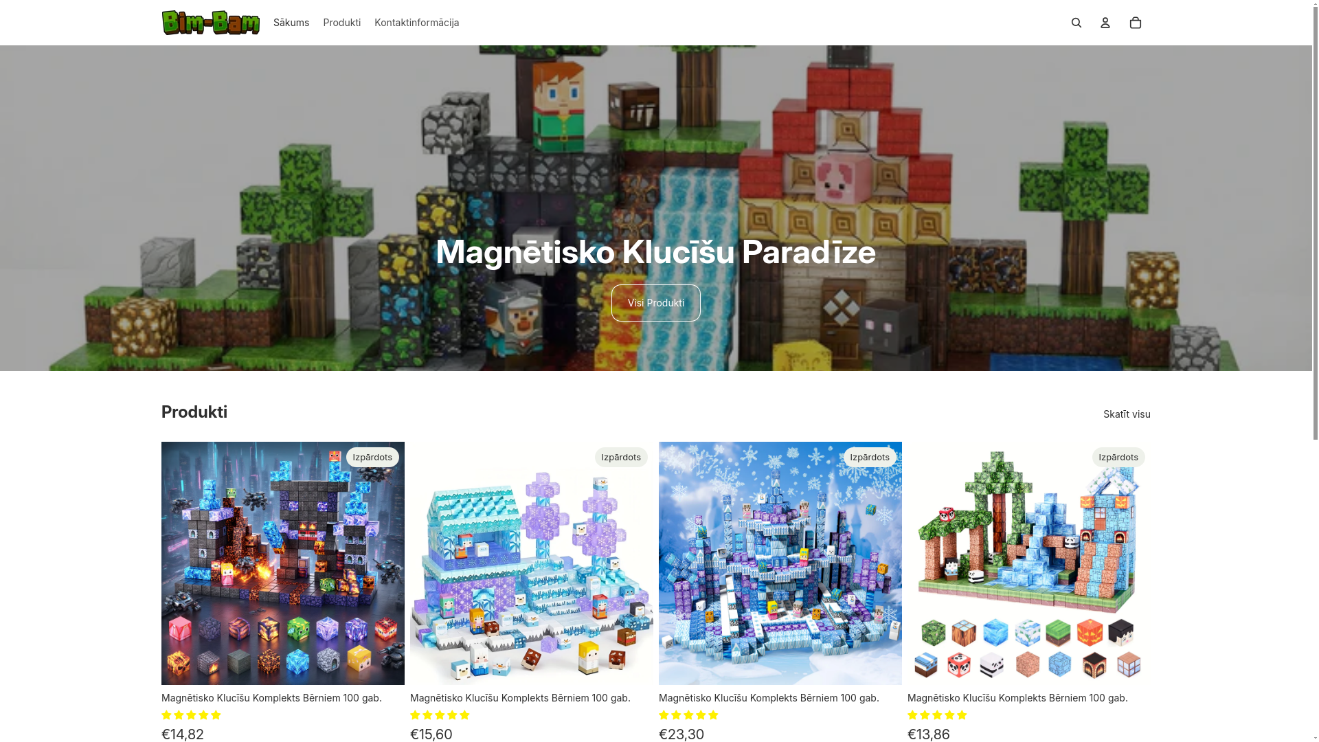 website screenshot of https://bimbam.lv/