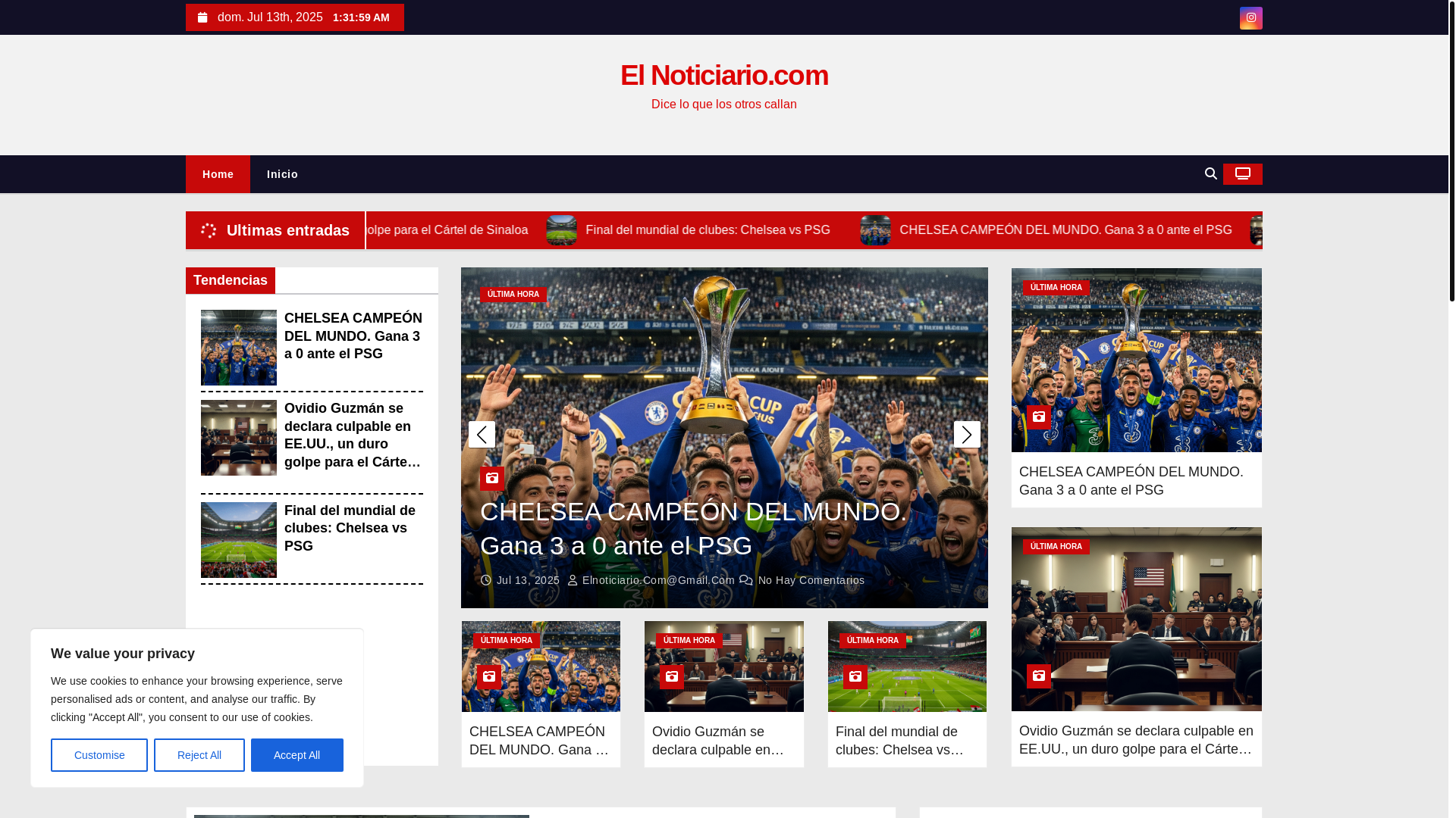 website screenshot of https://elnoticiario.com.co/