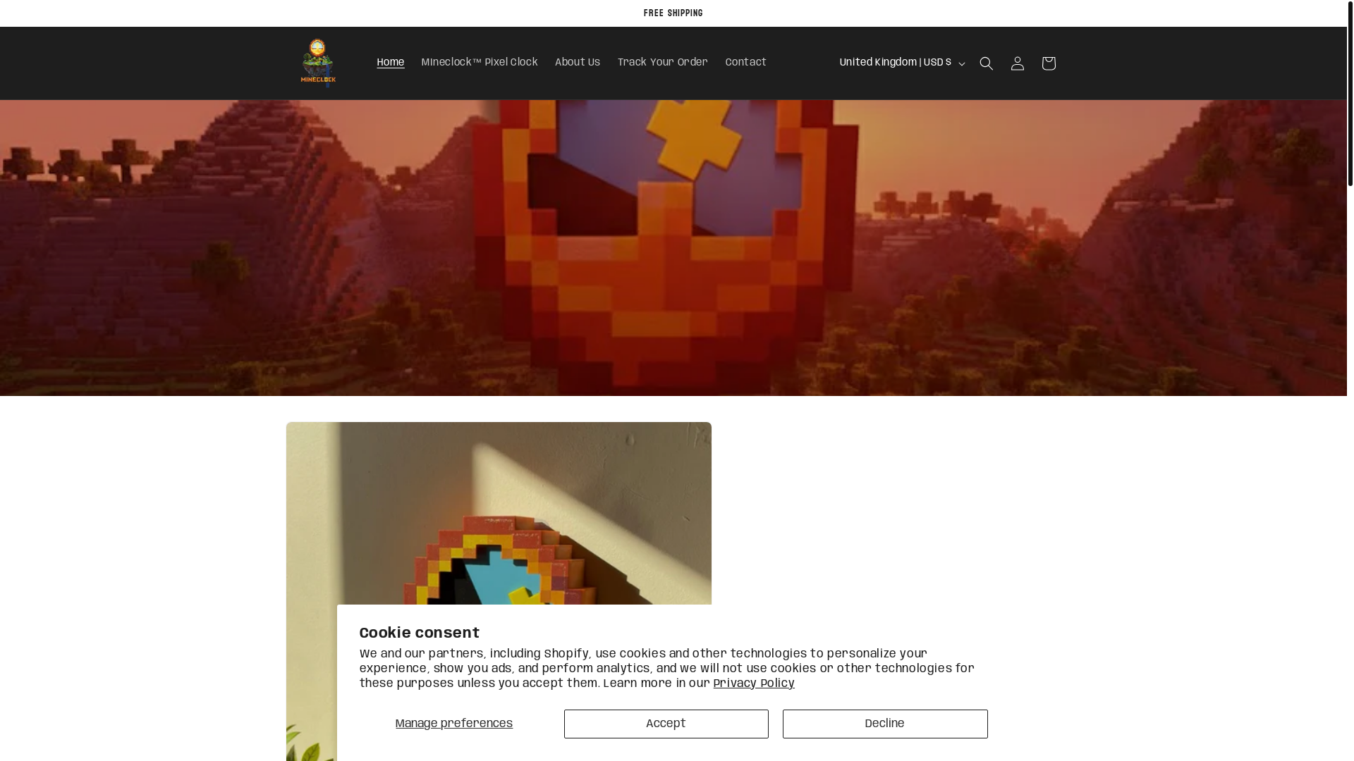 website screenshot of https://pixclock.shop/
