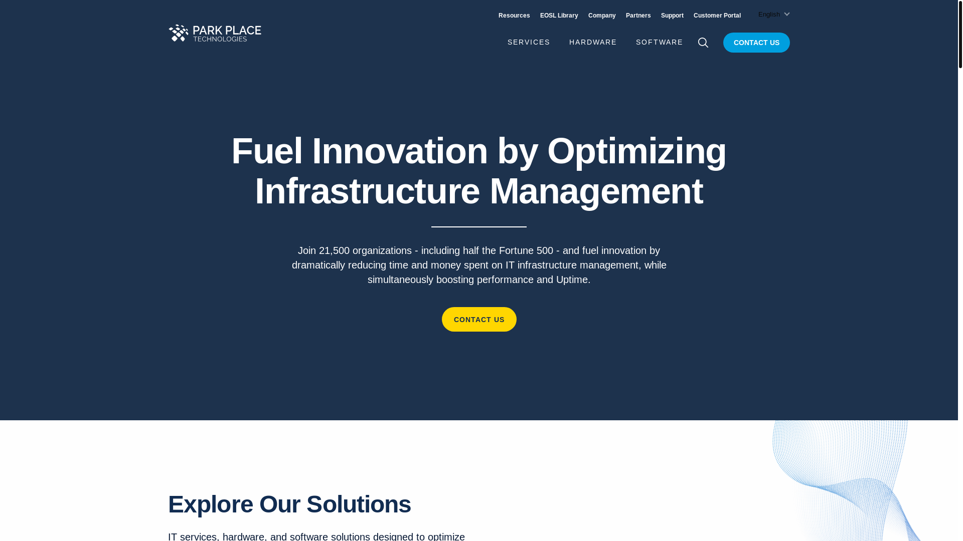 website screenshot of http://www.parkplacetechnologies.com