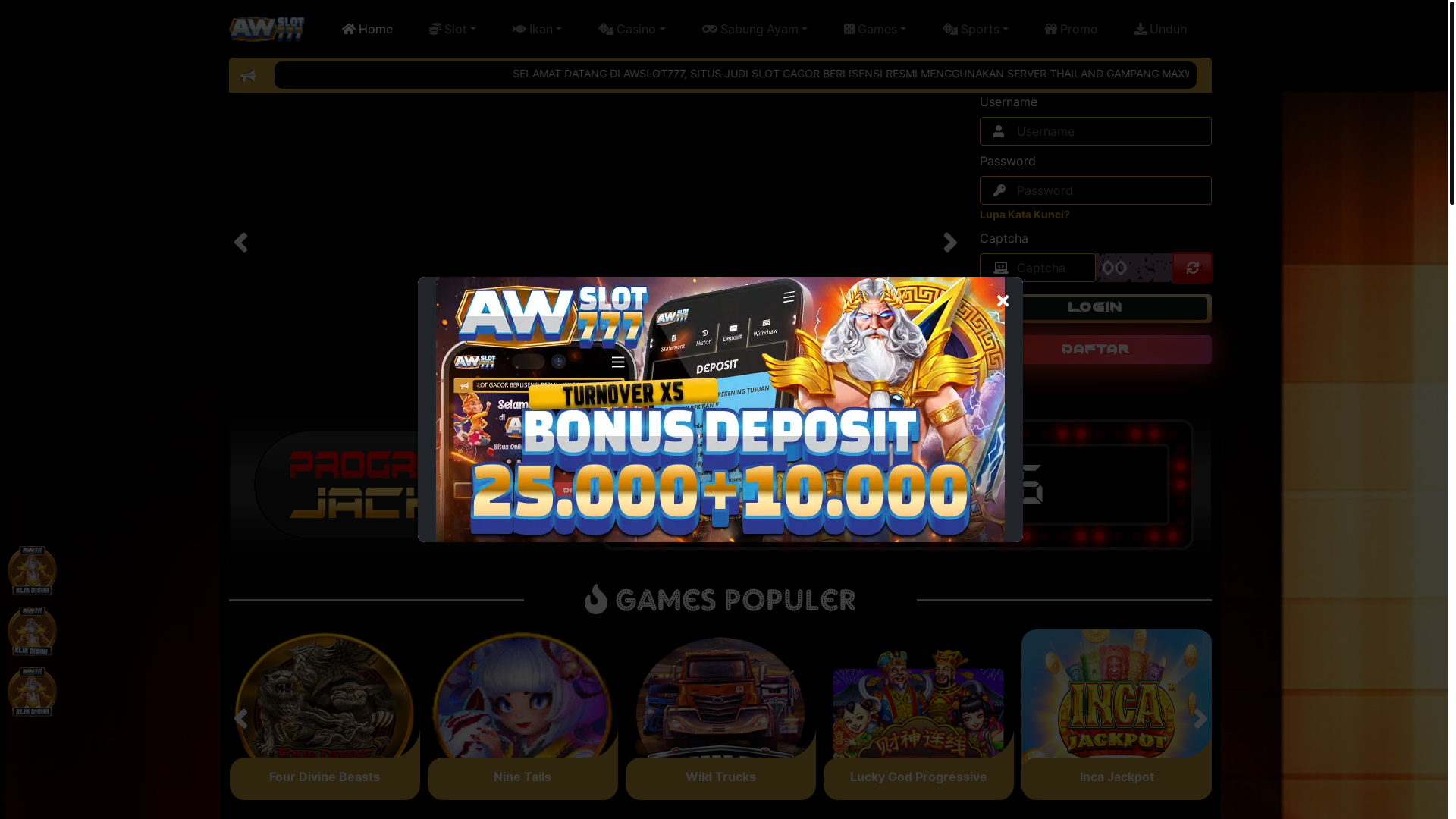 website screenshot of https://awslot777cuan.online/
