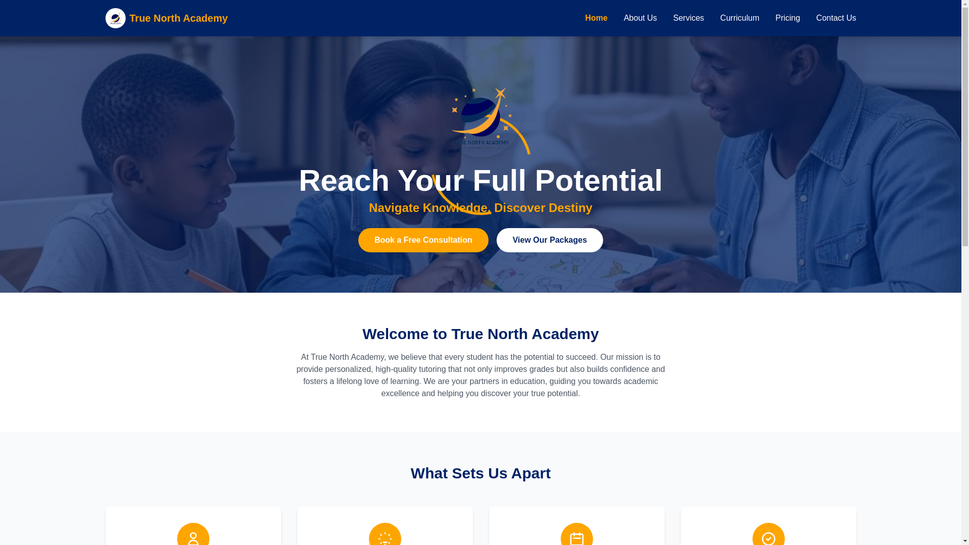 website screenshot of https://truenorthacademy.co.za/
