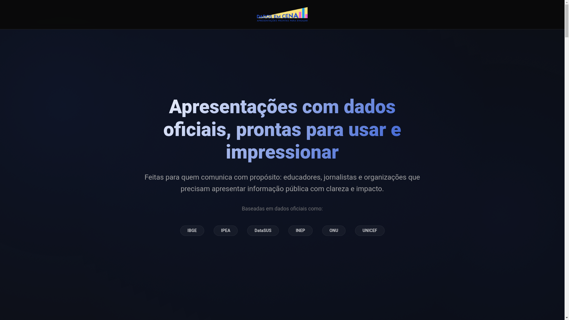 website screenshot of https://dadosemcena.com.br/